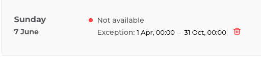calendar exceptions fromlocals