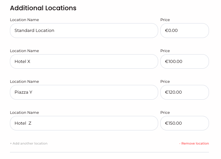 additional pick up locations